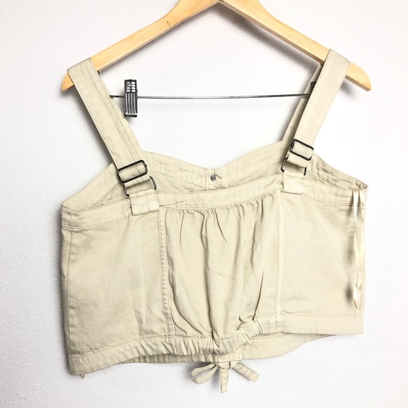 Free people New ivory palm desert Denim crop Top S - Picture 7 of 9